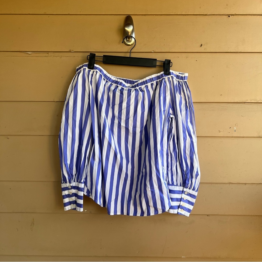 Thomas Mason X J.Crew Off-The-Shoulder Striped Top - Size 6 - Preppy Classic - Picture 7 of 8